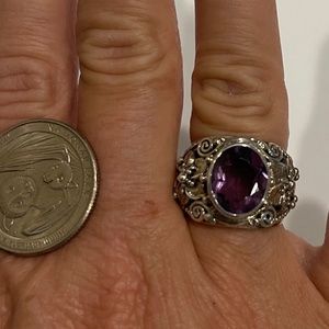 .925 Sterling Silver Faceted Amethyst Ring size 7
